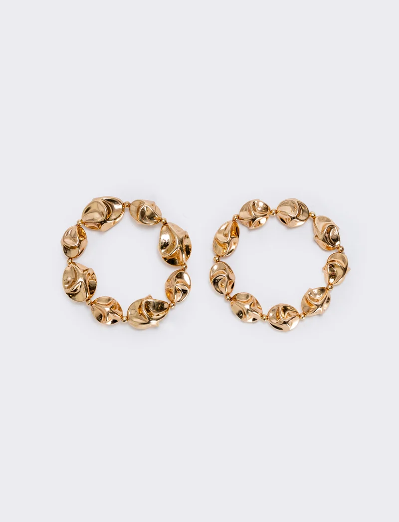 Bracciale due fili con sfere martellate - Oro