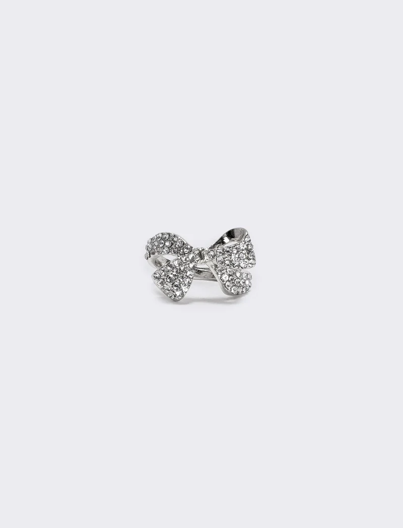 Anello fiocco con strass - Argento