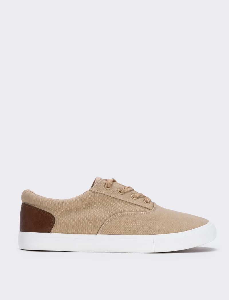 Scarpe stringate da uomo in tela colorate - Beige