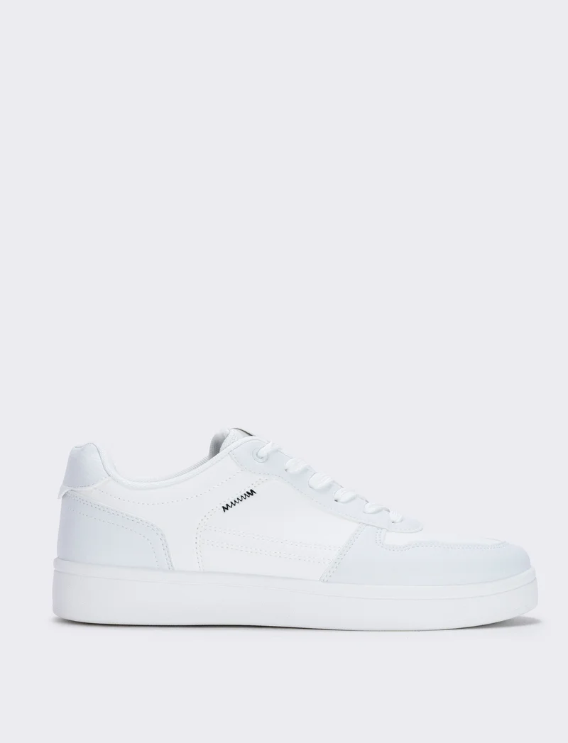 Sneakers minimal bianche da uomo in poliuretano - Bianco