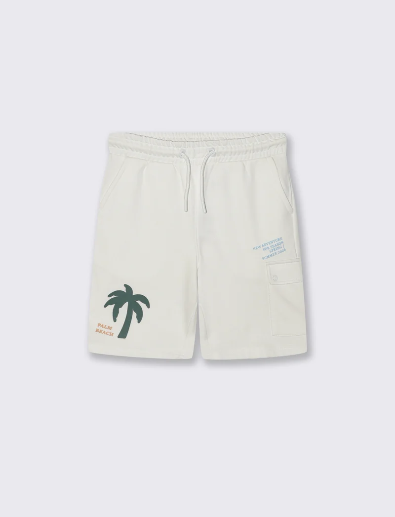 Bermuda in felpa con stampe estive - Bianco