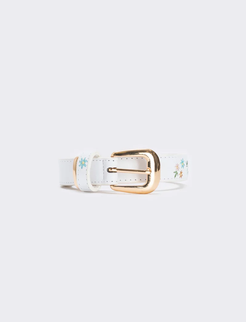 Cintura ricamata con fiorellini eleganti - Bianco