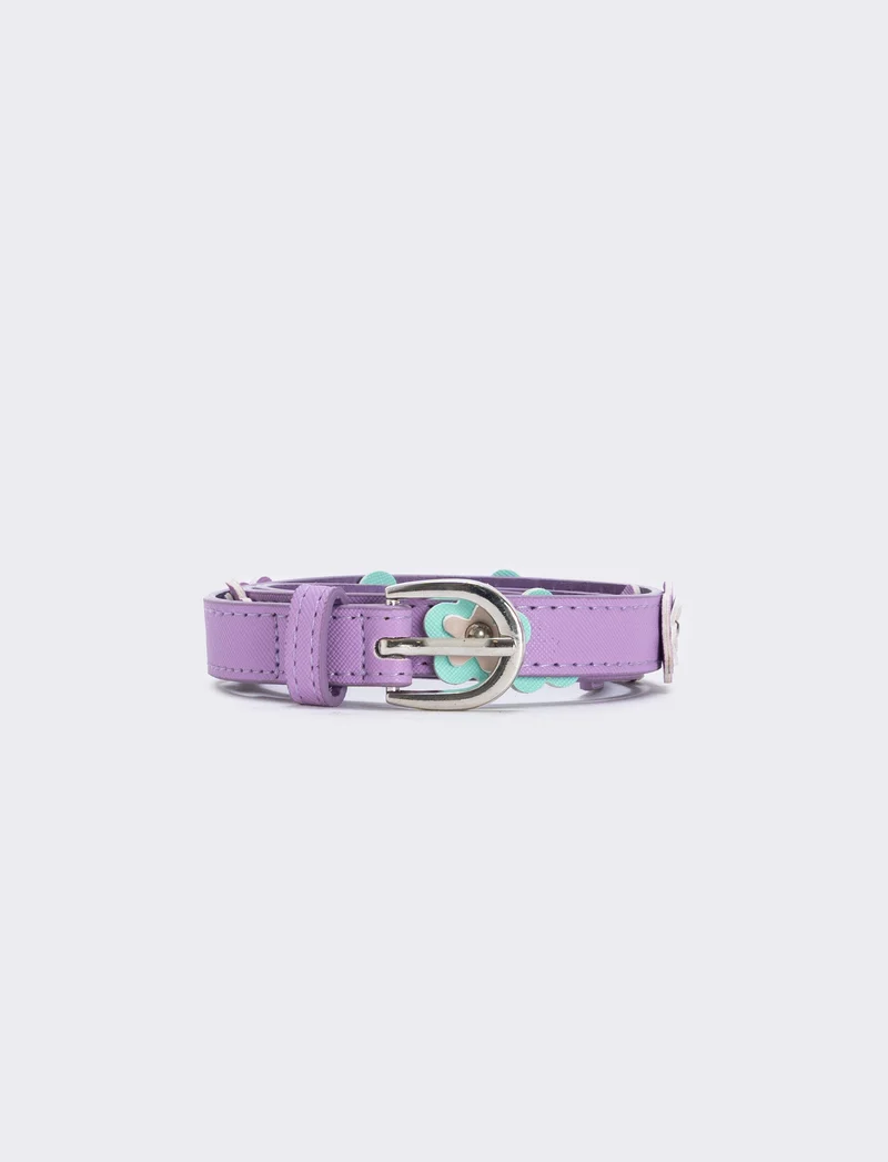 Cintura saffiano con fiorellini colorati - Lilla