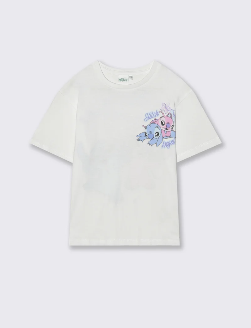 T-shirt Disney Stitch mezza manica comoda - Bianco