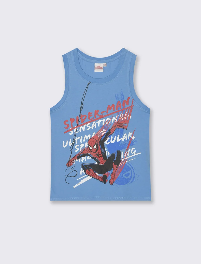 Canotta divertente con Super-Man e Stitch - Azzurro