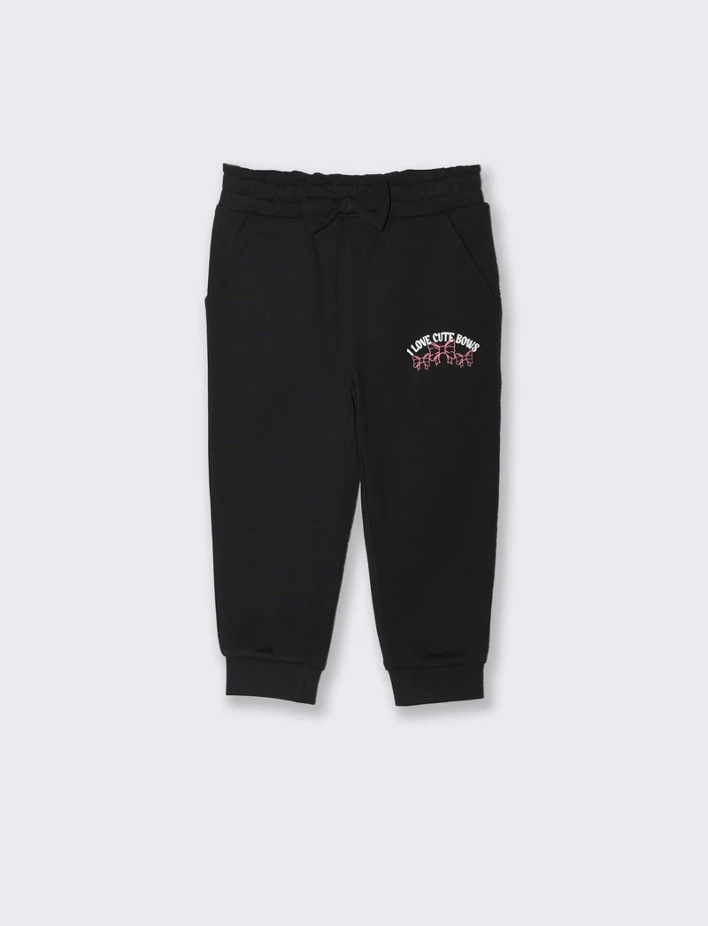 Jogger Pantafitness con fiocco e stampa - Nero