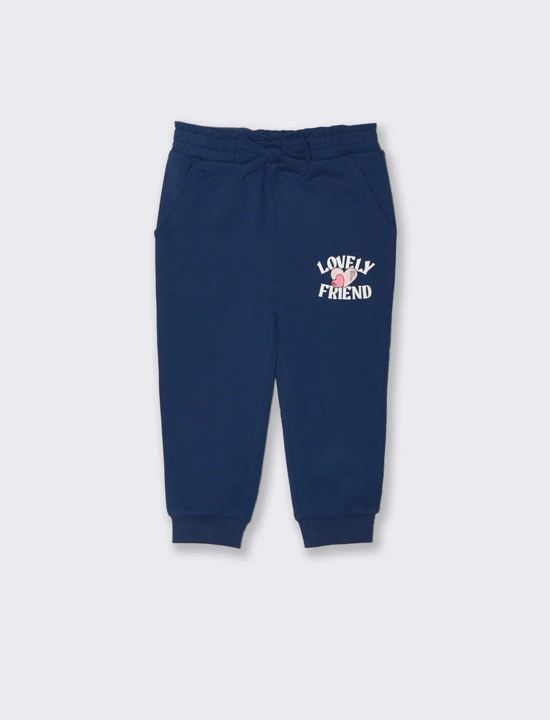 Jogger Pantafitness con fiocco e stampa - Blu