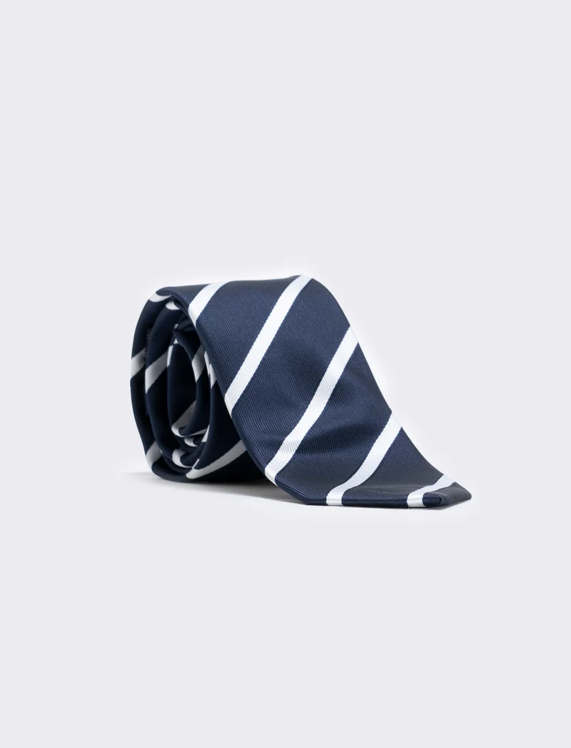 Cravatta 7 cm e pochette bianca uomo - Bianco