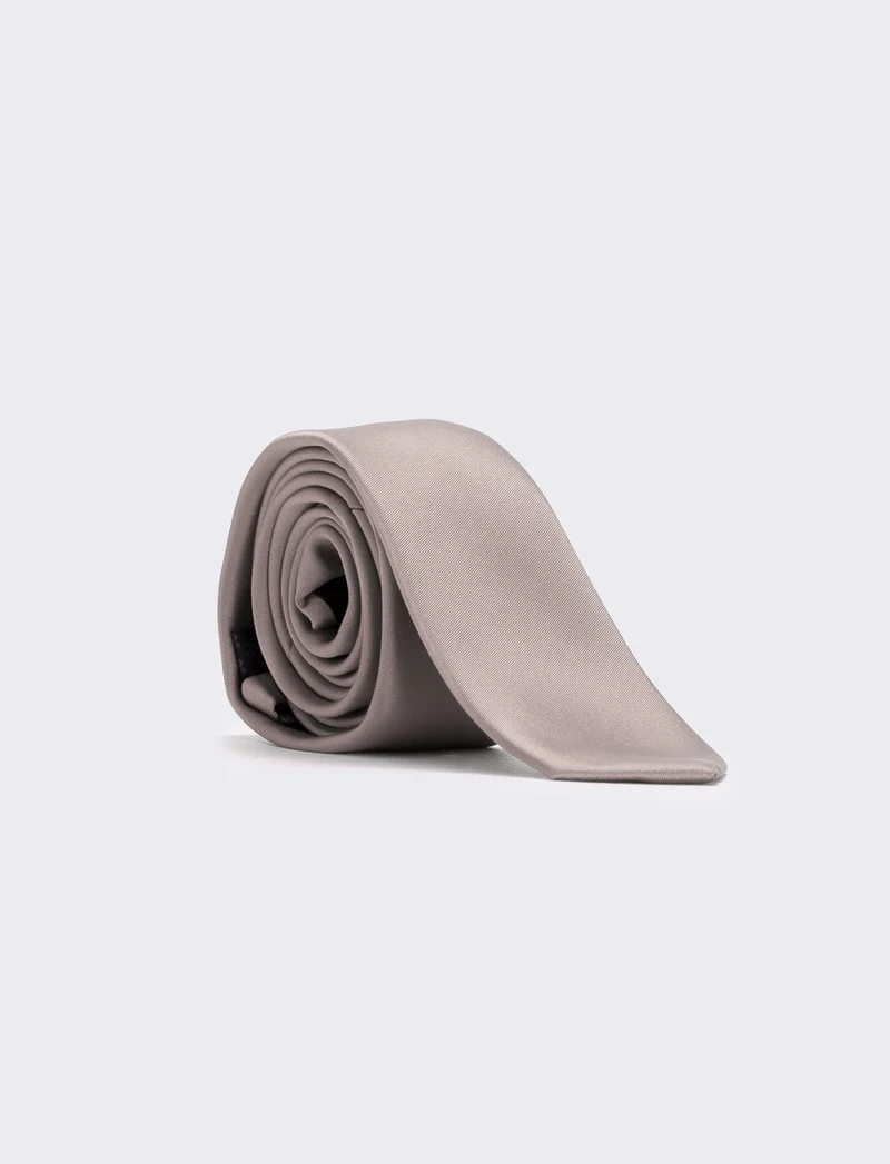 Cravatta raso 5 cm per uomo elegante - Beige