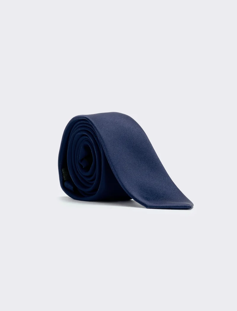 Cravatta raso 5 cm per uomo elegante - Blu navy