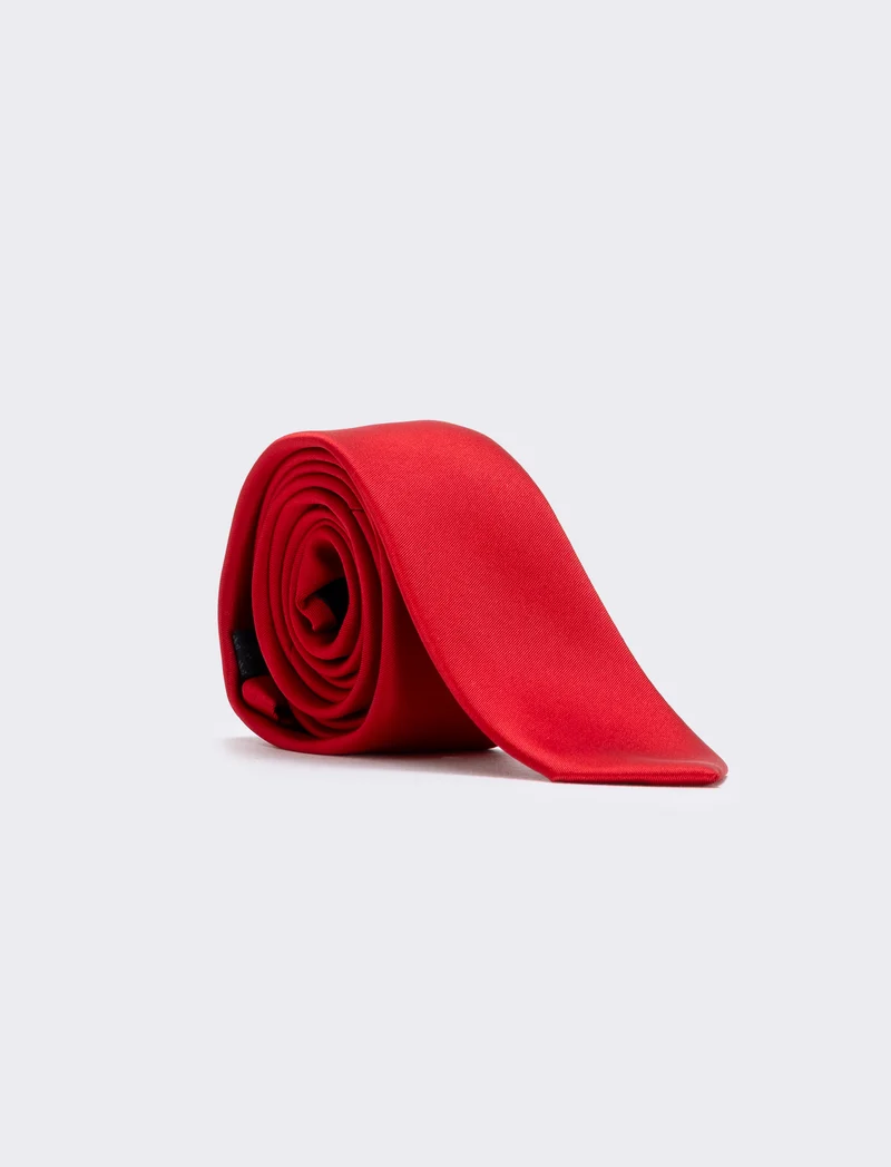 Cravatta raso 5 cm per uomo elegante - Rosso