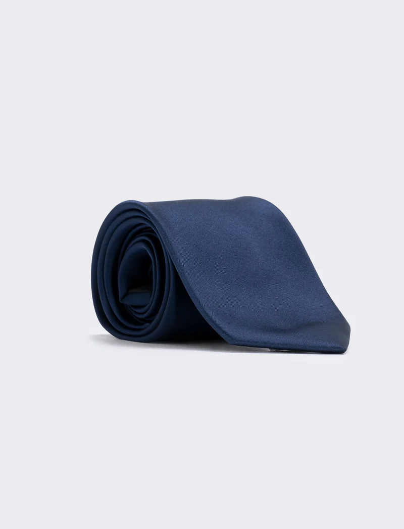 Cravatta raso 8 cm per uomo elegante - Blu