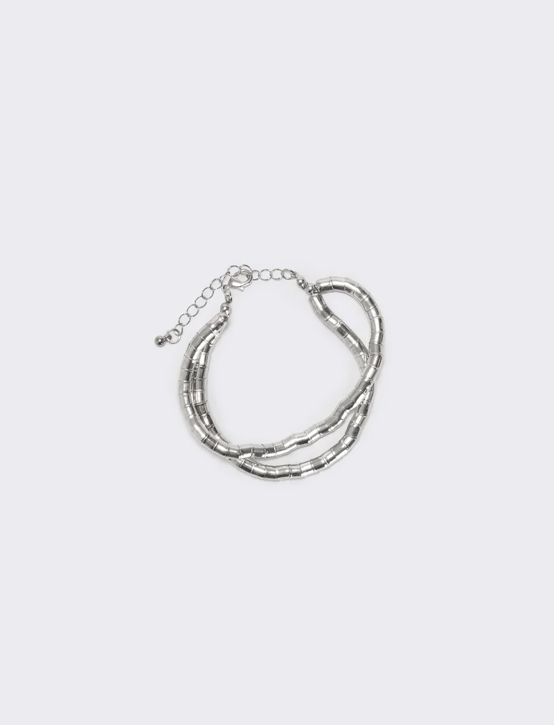 Bracciale doppio filo effetto snake - Argento