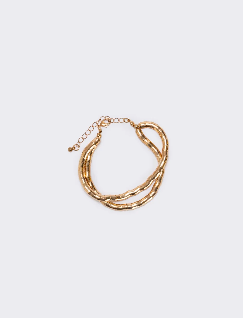 Bracciale doppio filo effetto snake - Oro