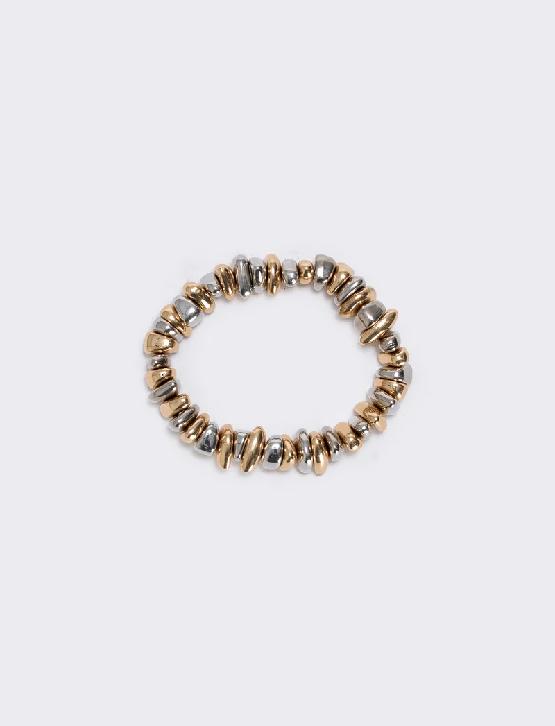 Bracciale elastico con pepite asimmetriche - Oro