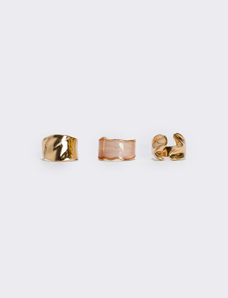 Anelli in metallo martellato - Rosa