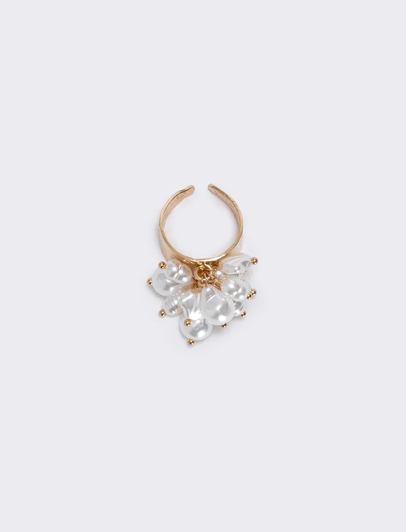 Anello con perle e ciondolo elegante - Oro