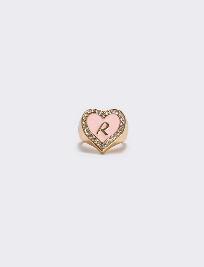 Anello cuore smaltato con strass - Var 6
