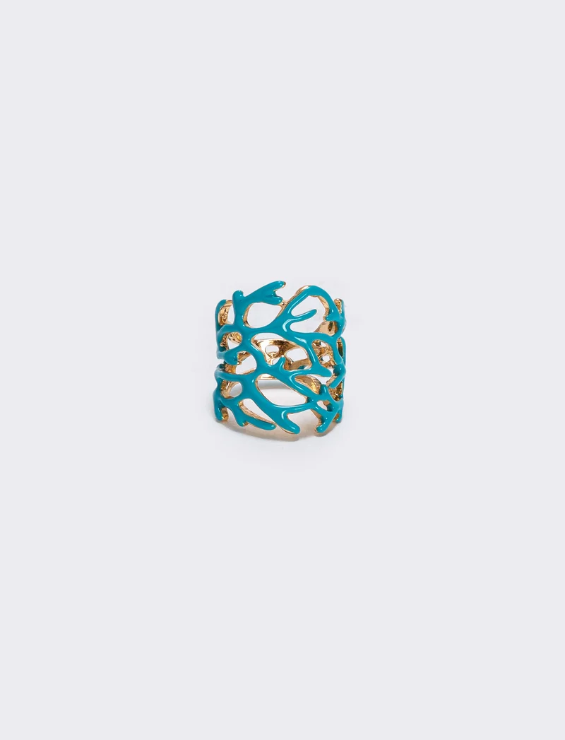 Anello con rami di corallo - Turchese