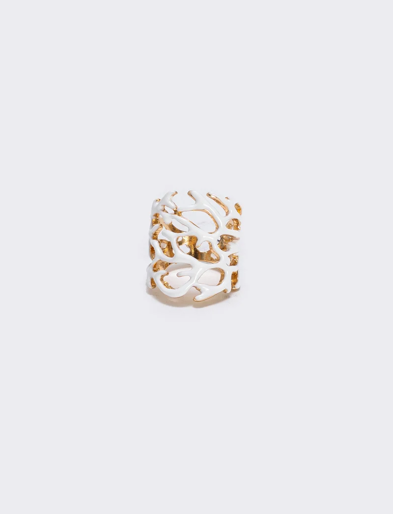 Anello con rami di corallo - Bianco