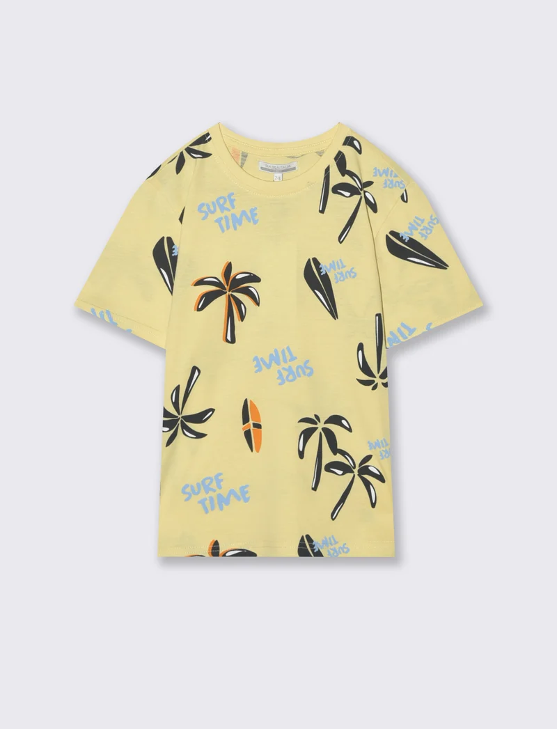 T-shirt fantasia mezza manica per il mare - Giallo