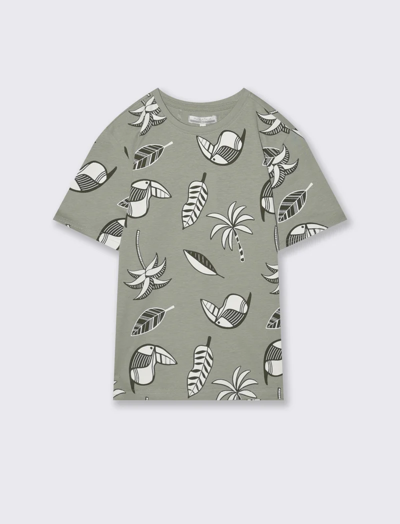 T-shirt fantasia mezza manica per il mare - Verde salvia