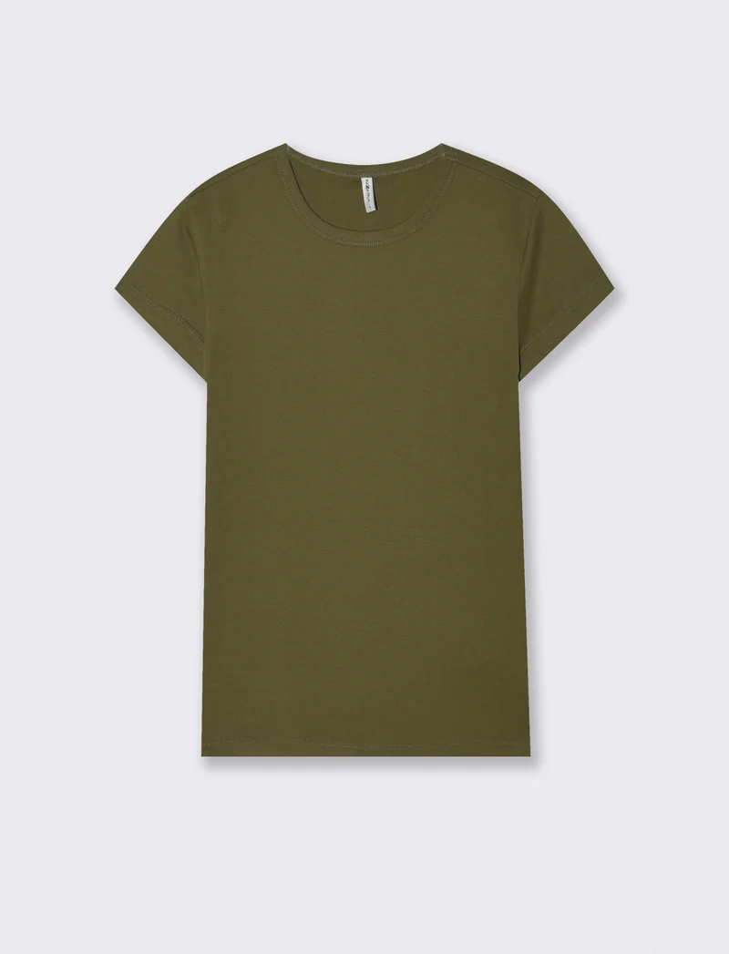T-Shirt Cotone Manica Corto Girocollo - Kaky 1