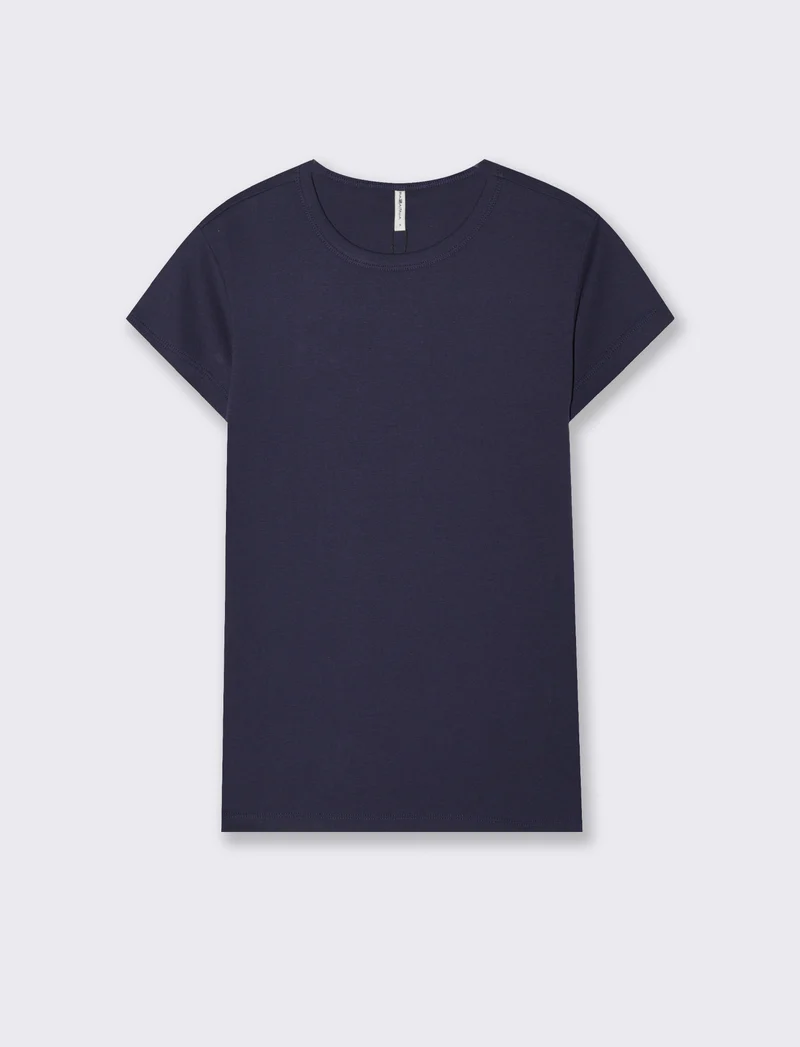 T-Shirt Cotone Manica Corto Girocollo - Blu