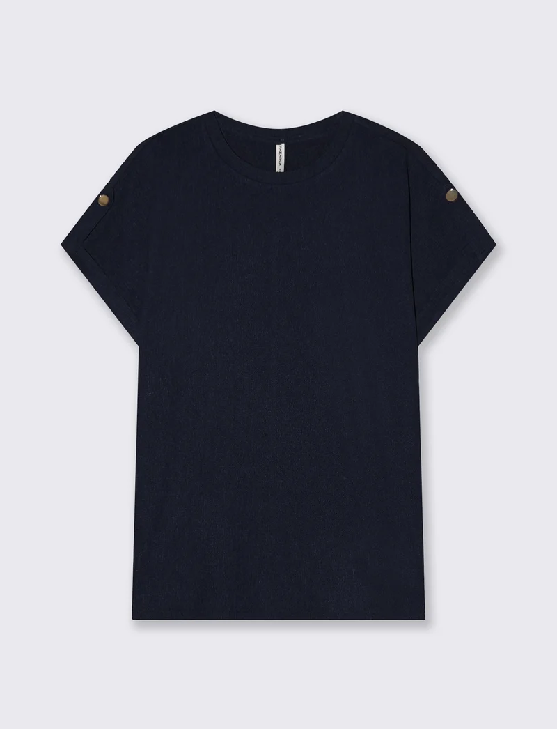 T-Shirt Basica Manica Corto con Spacchetti - Blu
