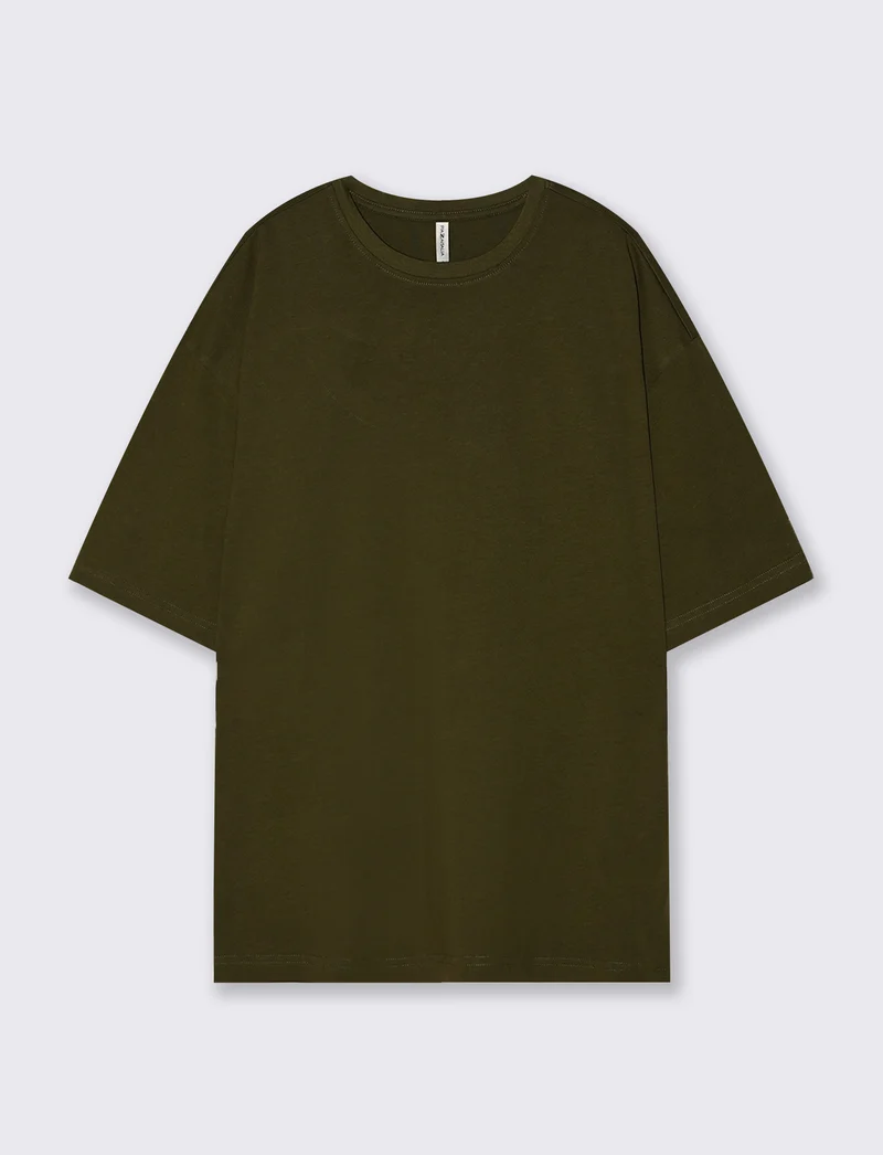 T-Shirt Basic in Cotone Manica Corta - Kaky 1