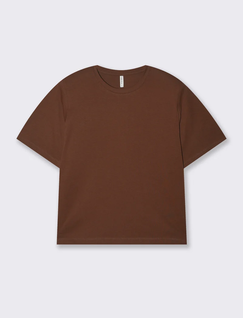 T-Shirt Basica con Spalline - Marrone cioccolato