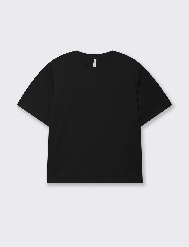 T-Shirt Basica con Spalline - Nero