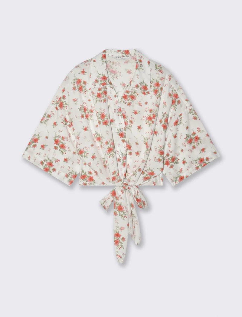 Camicia Stampata Mezza Manica con Nodo - var 1