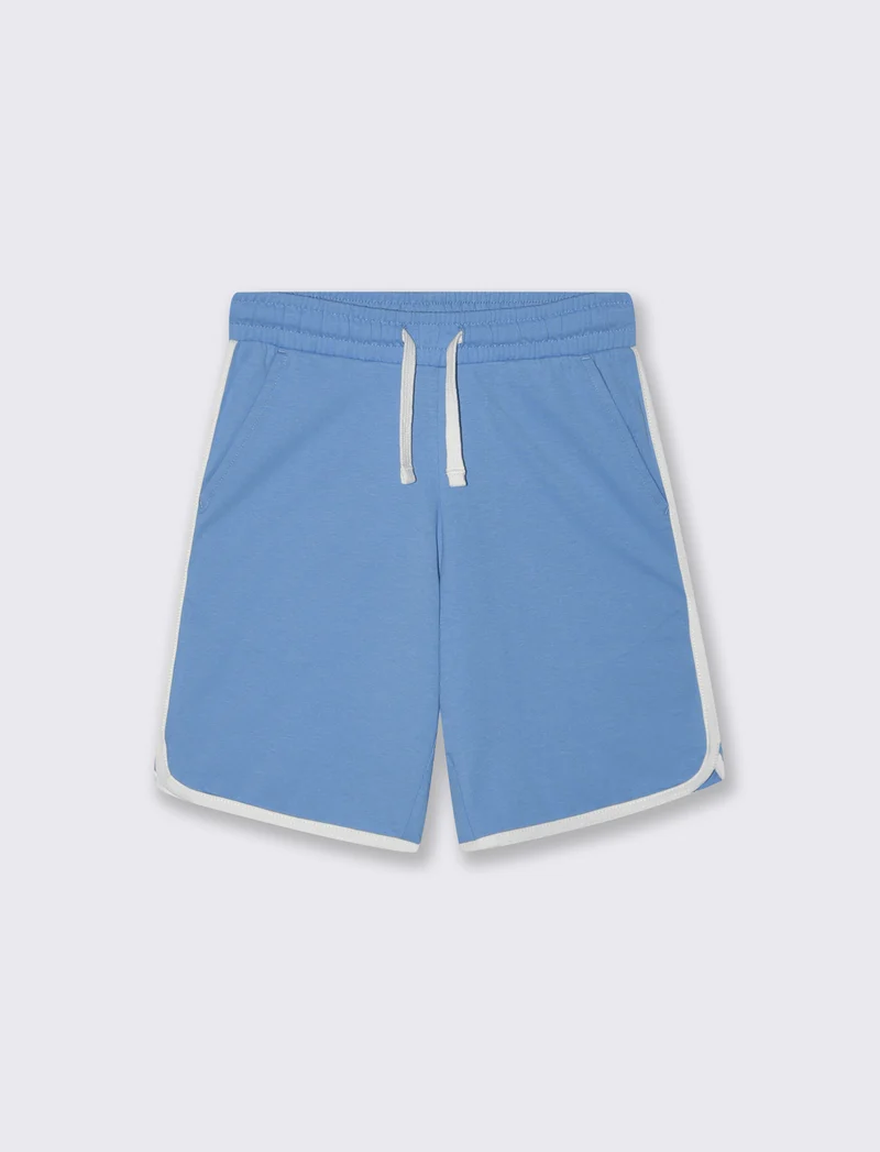 Bermuda baseball in jersey con lacci - Azzurro