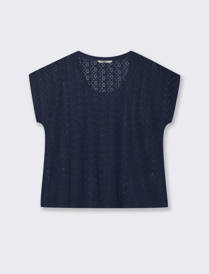 T-Shirt Girocollo a Maniche Corte Fit Morbido - Blu