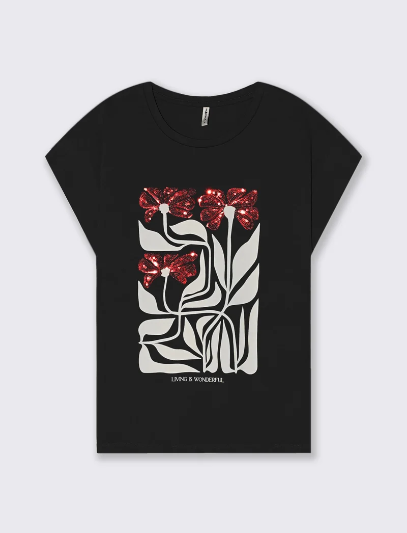 T-Shirt Manica Corta con Stampa Frontale - var 2