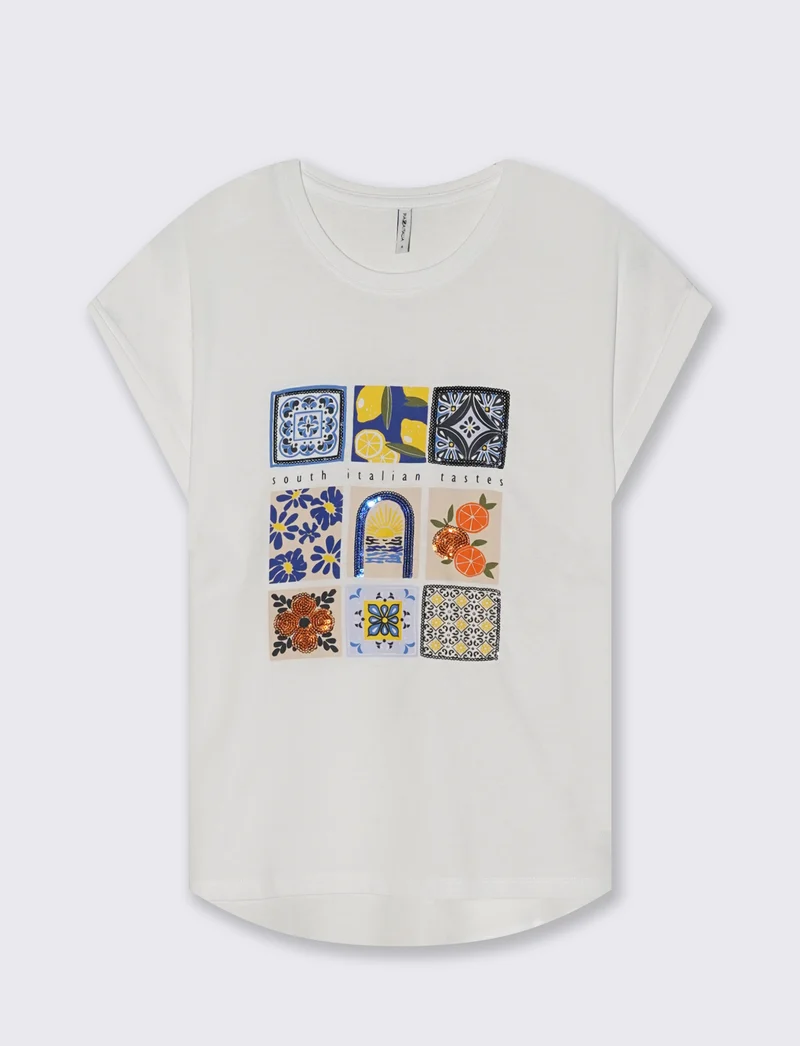 T-shirt in cotone con stampa frontale - var 1