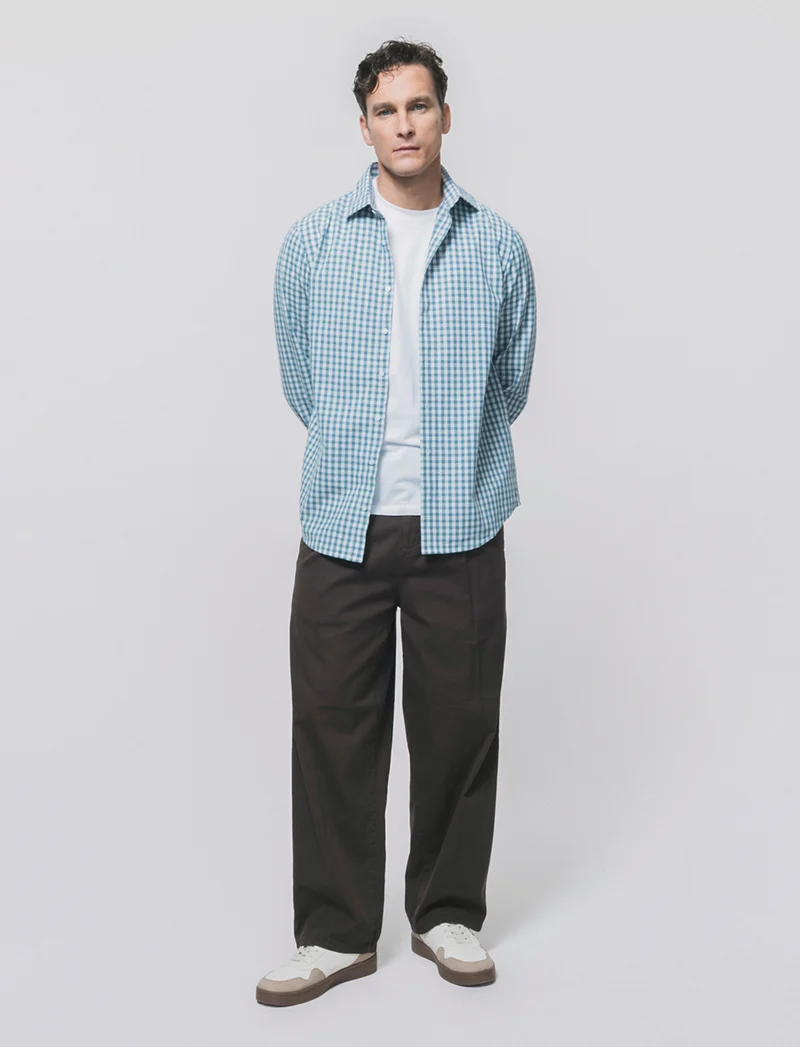 Pantaloni Chino Wide Leg in Twill - Moro