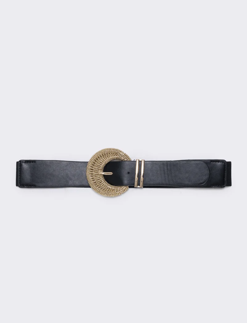 Cintura con fibbia lurex elegante - Nero