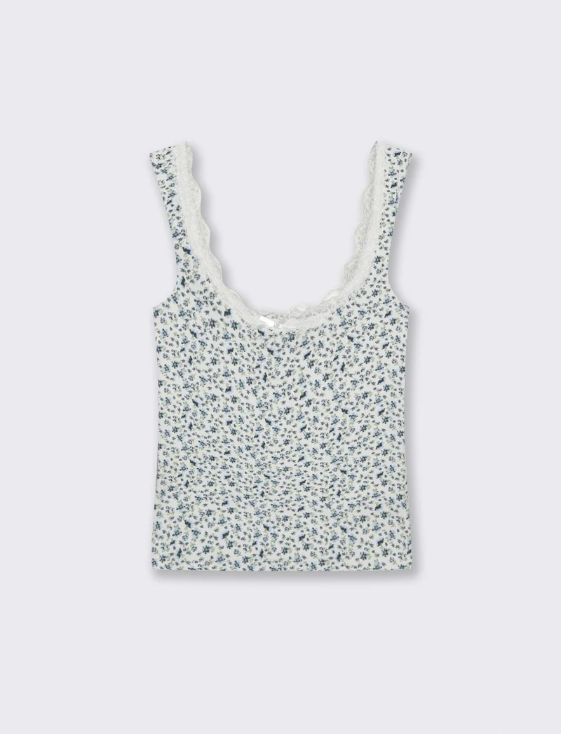 Top in cotone con scollo madonna e fiocco - var 2