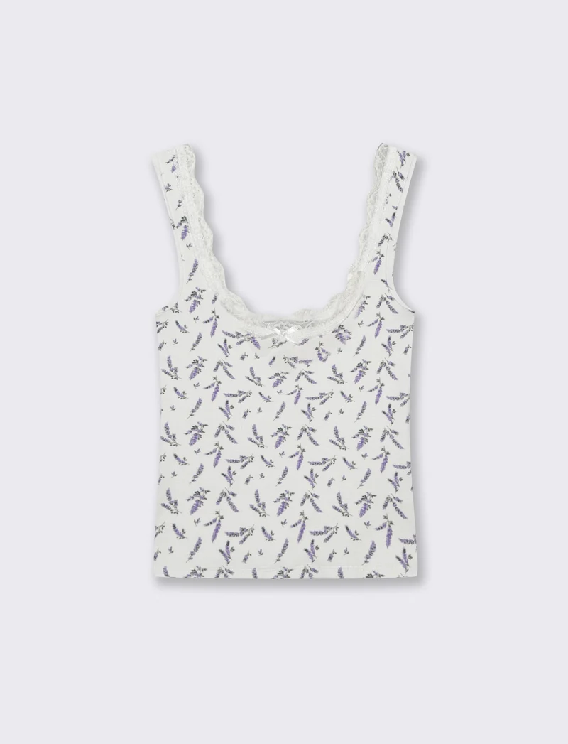 Top in cotone con scollo madonna e fiocco - var 1