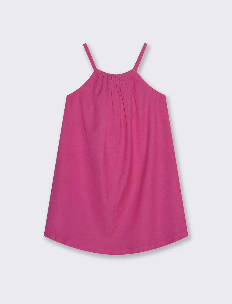 Abito leggero estivo con scollo all'americana - Fuxia