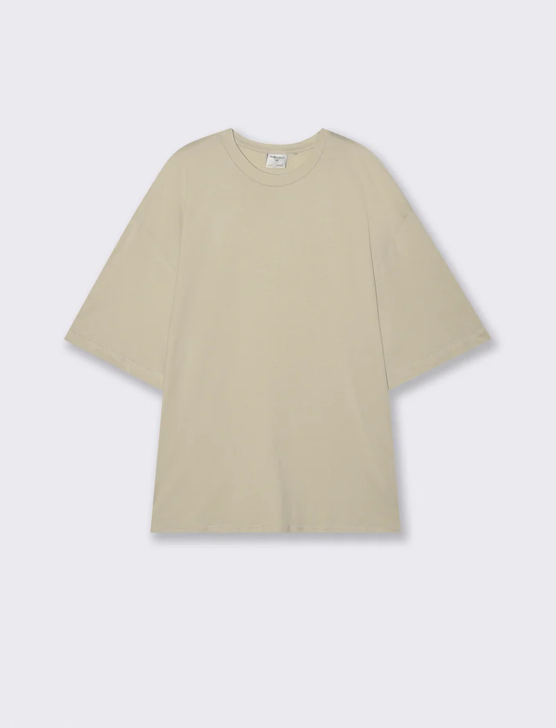 T-shirt boxy fit in cotone girocollo - Grigio ghiaccio