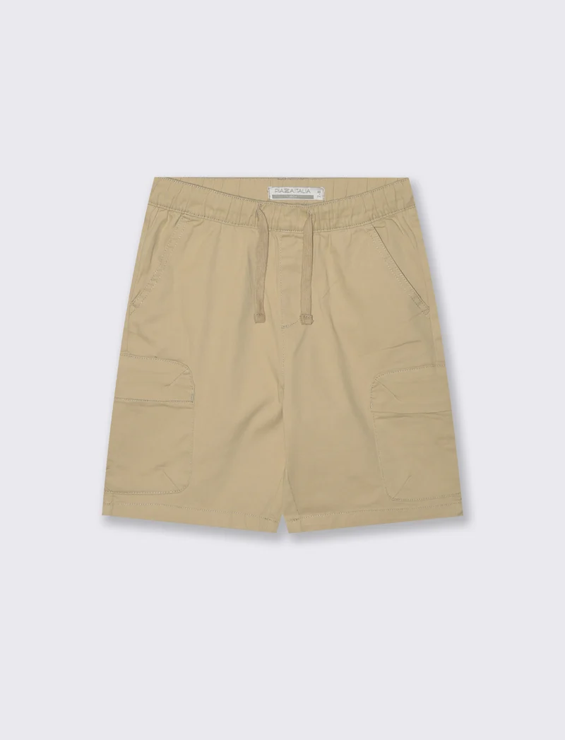 Bermuda cargo in cotone tinta unita - Beige