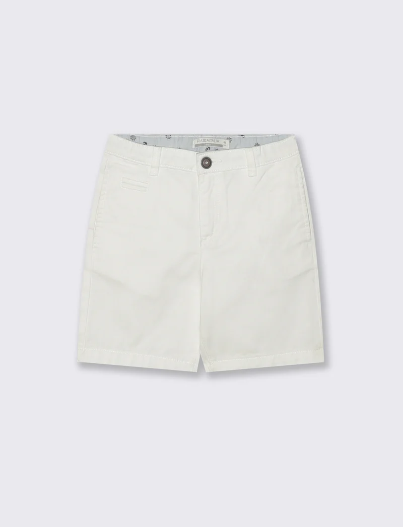 Bermuda in cotone tinta unita regular fit - Bianco