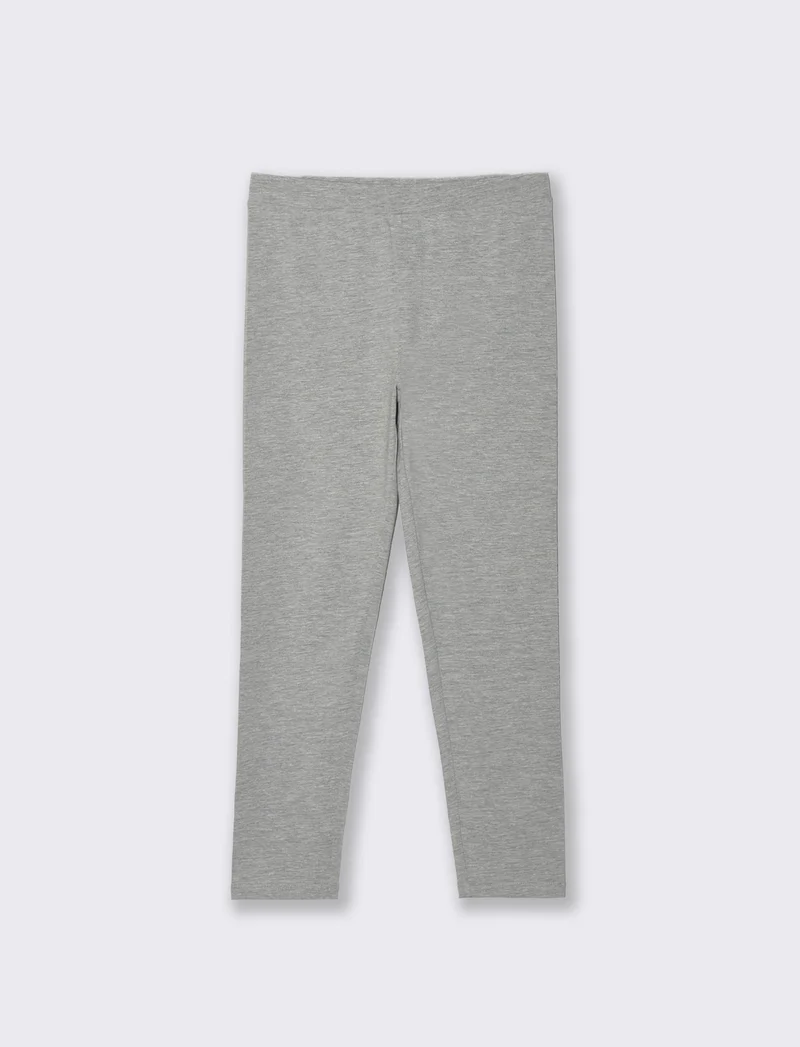 Leggings in cotone elasticizzato per bambina - Grigio mel.