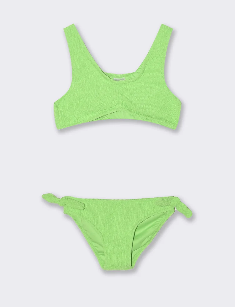 Costume in tessuto increspato a 2 pezzi - Verde