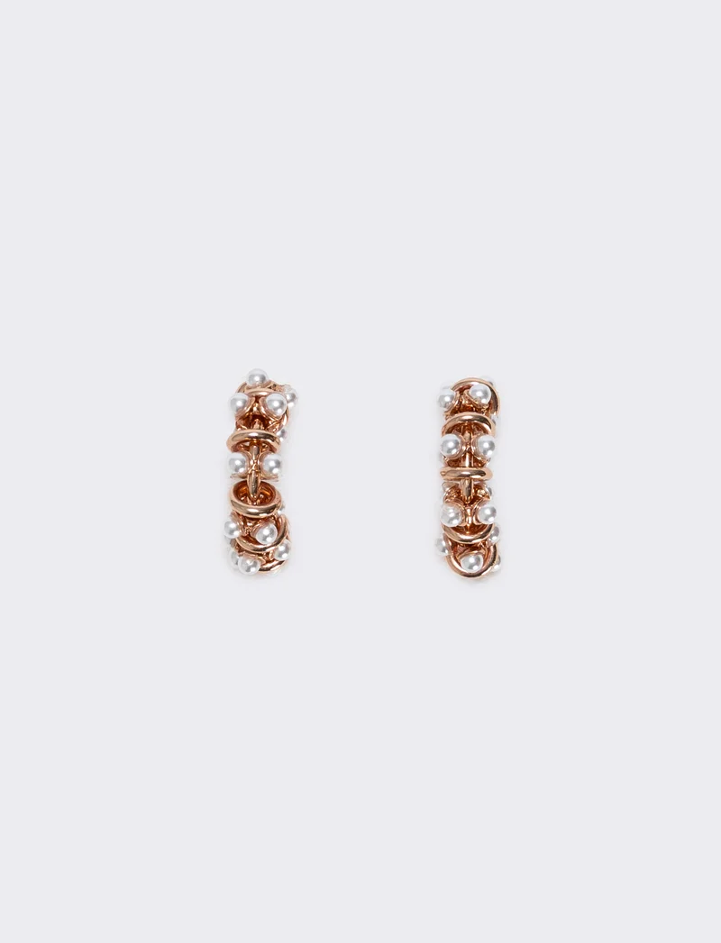 Cerchi con perline per donne eleganti - Oro rosa