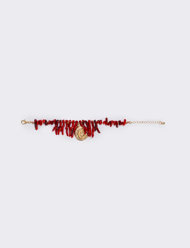 Bracciale in coralli e conchiglia - Rosso