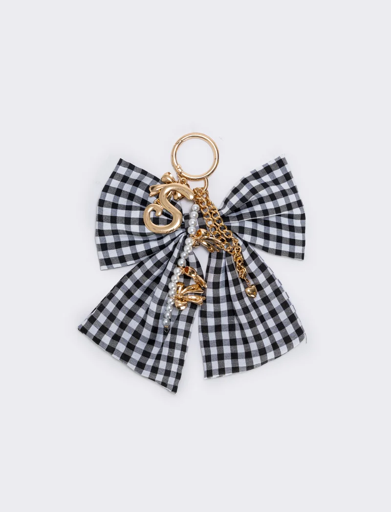 Portachiavi Vichy con iniziale personalizzata - var 2